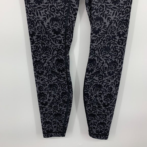 Lululemon Wunder Under Pant High Rise Engineered Print Gray Floral - Picture 6 of 10